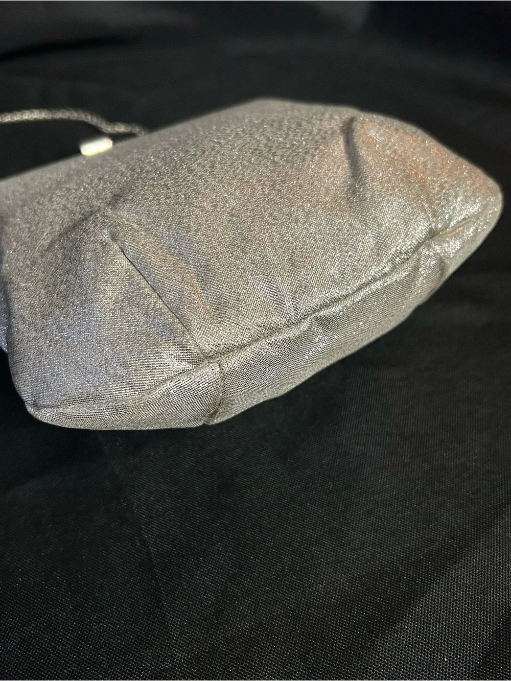Silver Metallic Evening Clutch Bag with Chain Strap